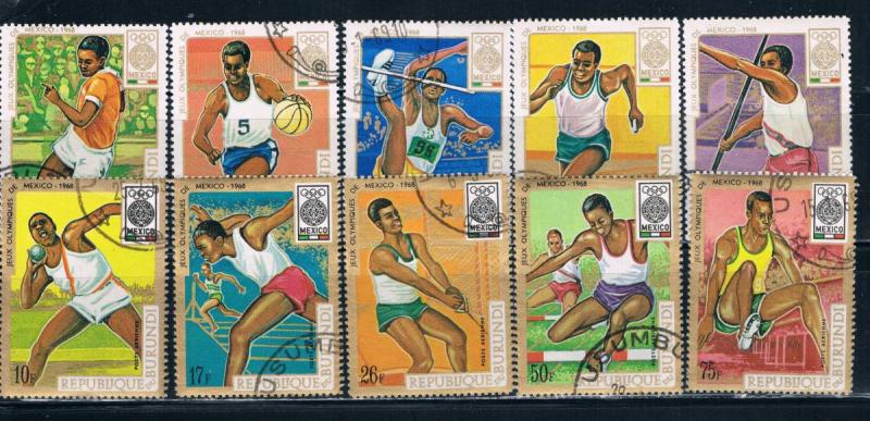 Burundi 260-64;C88-92 Used set Olympics 1968 (B0266)