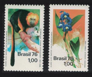 Brazil Tamarin Monkey Orchid Nature Protection 2v 1976 MNH SC#1438-1439