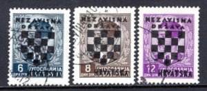 Croatia  #18-20   Used   VF   CV $7.50   ....   1540011