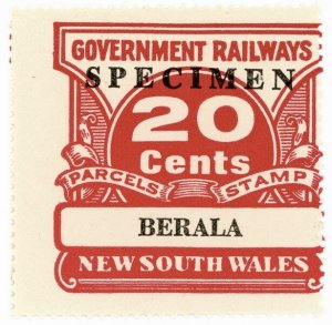(I.B) Australia - NSW Government Railways : Parcel Stamp 20c (Berala) 1974