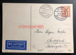 1929 Berlin Germany Graf Zeppelin LZ 127 Airmail Postcard Cover to Stuttgart