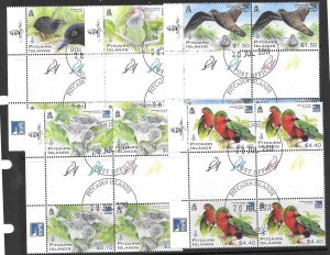 PITCAIRN ISLANDS SG831/5 2011 RARE BIRDS GUTTER BLOCK OF 4 FINE USED