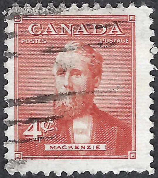 Canada #319 4¢ Alexander Mackenzie (1952). Used.