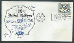 United Nations Scott 128 Artopages FDC New 50c Denomination