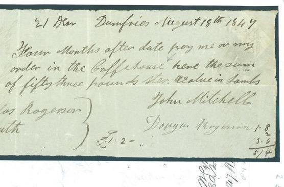 1847.2 GB COFFEE HOUSES Scotland *Dumfries No.* Handstamp £53 Payment Document