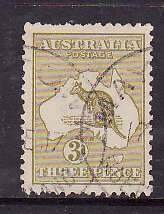 Australia-Sc#47- id9-used-3p olive bistre Kangaroo-1915-24-