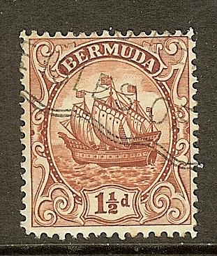 Bermuda, Scott #84, 1 1/2p Caravel, Fine Centering, Used