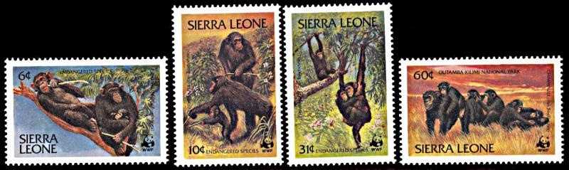 Sierra Leone 586-589, MNH, World Wildlife Fund, Chimpanzees