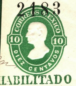 MEXICO Embossed 10c Hidalgo Pachuca 1883 Stationery Piece ex Collection YELLOW90