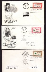 US FDC (1044), SC#1139-1144 Amerian Credo one of each