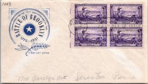 FDC 1951 SC #1003 Farnam Cachet - Brooklyn NY - Block Of 4 - J417