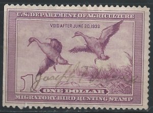 US #RW5 $1 Duck Stamp - Pintail Drake & Hen Alighting