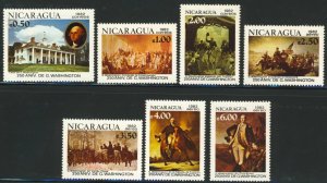 Nicaragua 1164-6, C1015-8 MNH Art, George Washington, Horse, Architecture 