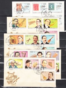 Cuba, Scott cat. 3356-3375. Musicians & Instruments issue. 6 First day covers.