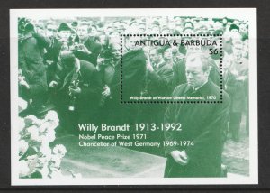 1993 Antigua & Barbuda Sc# 1688 m/s Nobel Prize Winner Willy Brandt. MNH Cv$5.50