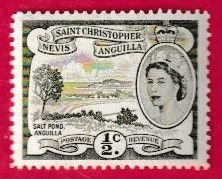 St. KITTS &  NEVIS SCOTT#120 1956 1/2c QEII & SALT POND- MH