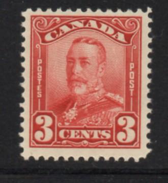 Canada Sc 151 1928 3c dark carmine George V scroll issue stamp mint