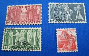 SWITZERLAND 1938  -  SCOTT # 243-246      USED COMPLETE SET       (Xs15)