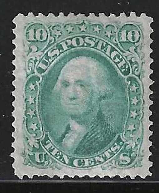 United States, 1861, Scott #68, Ten Cent Green, Mint, Lightly Hinged, V.F. +