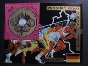 YEMEN-1972 OLYMPIC-MUNICH- GOLD MEDAL WINNERS-GERMANY CTO S/S FANCY CANCEL VF