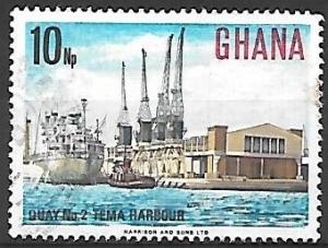 Ghana 1967 10np Quay Tema Harbor, used, Scott #295