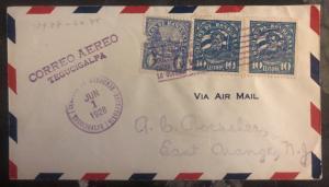 1928 Tegucigalpa Honduras first flight cover FFC To East Orange NJ USA Roessler