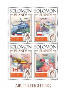 SOLOMON IS. - 2014 - Air Firefighting - Perf 4v Sheet - Mint Never Hinged