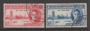 British Solomon Islands 1946 Peace Issue Sc#80-81 Used