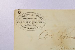 CSA - 1863 Commission Merchants Advertisnig Cover Charleston SC LETTER - L38820
