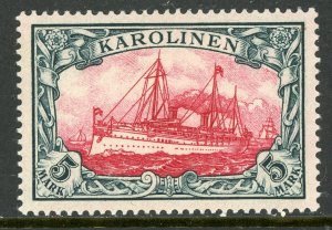 Caroline Islands 1901 Germany 5 Mark Yacht Ship Unwatermark Scott #19 Mint E534