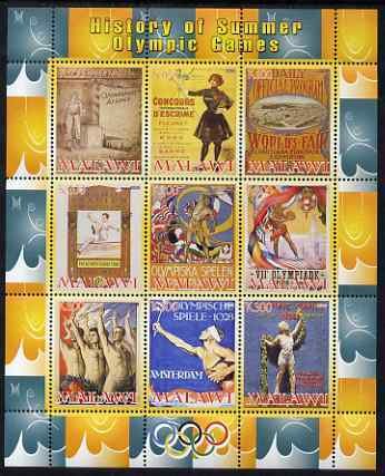 MALAWI - 2008 - Summer Olympics 1896-1932 - Perf 9v Sheet - MNH -Private Issue