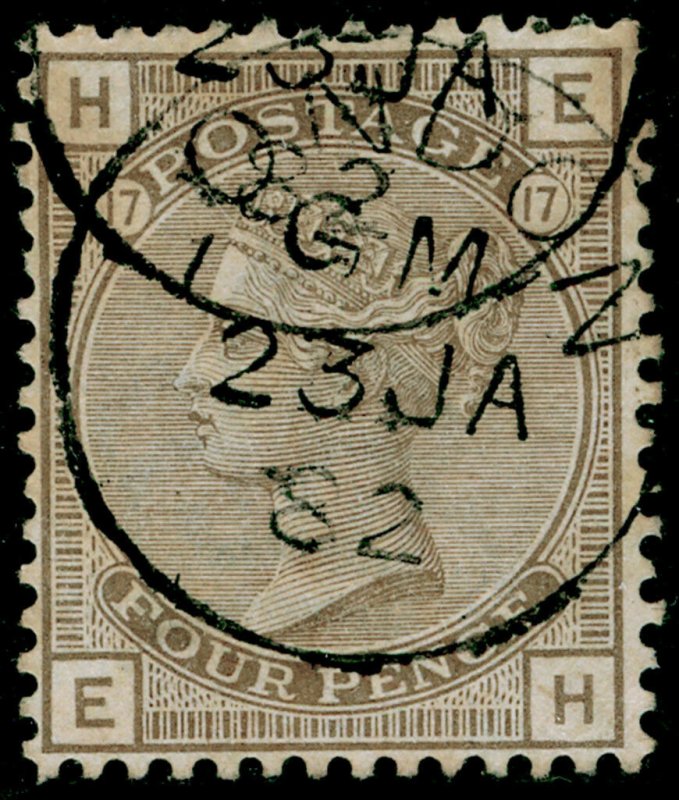 SG160, 4d grey-brown plate 17, USED, CDS. Cat £80. WMK CROWN. EH