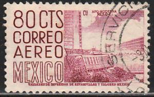 MEXICO C213 80cts 1950 Definitive 2nd Printing wmk 300 HORIZ. USED. F-VF. (970)