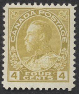 Canada #110 4c George V Admiral F-VF Mint OG Hinged