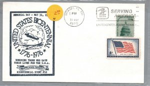 MEMORIAL DAY 1976 UNITED STATES BICENTENNIAL SERVING AMERICA SPECIAL CANCEL