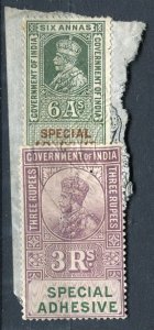 INDIA; Early 1900s GV Portrait type Revenue issues fine POSTMARK PIECE