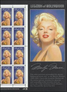 US 2967 Legends of Hollywood Marilyn Monroe 32c panel block S12211 (8) MNH 1995