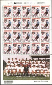 Brazil 2001 Football Soccer FC Sao Paulo Full Sheet MNH slighly folded corner