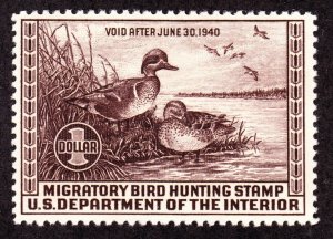 US RW6 $1 Duck Hunting Mint VF OG H SCV $100