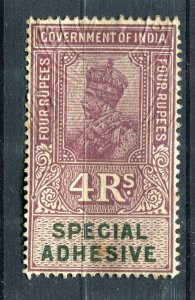 INDIA; Early 1900s GV Portrait type Revenue issues fine used 4R. value