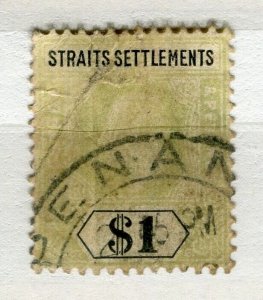 STRAITS SETTLEMENTS; Early 1900s Ed VII issue used $1 value Penang