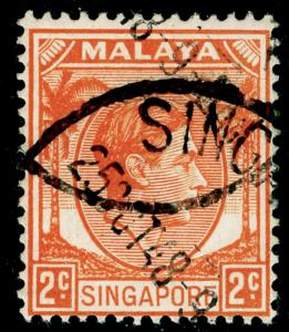 SINGAPORE SG2, 2c orange, FINE USED.