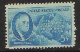 #933 MNH 5c FDR & Map (1946) 1946 Issue