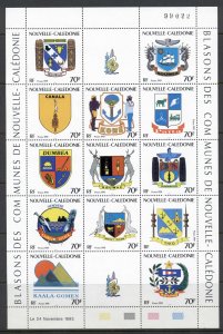 New Caledonia 1993 Town Coats of Arms MS MUH