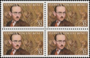 US 3221 Stephen Vincent Benet 32c block 4 MNH 1998