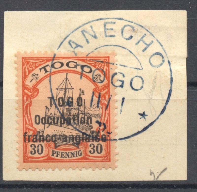 Togo 1915, French Occupation, Sansane Mangu issue, 30 Pf. used, superb, exp.