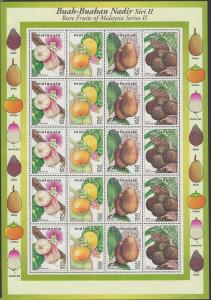 MALAYSIA SG723/6 1999 RARE FRUITS SHEETLET MNH