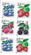 US #3301c $.33 Berries booklet pane of 6 CV$6.00