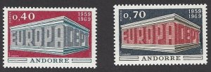 Andorra, French Admin. #188-9, MNH set,Europa issue 1969, issued 1969