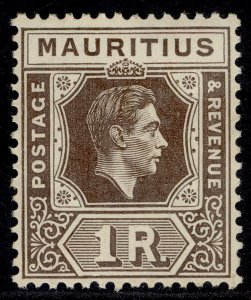 MAURITIUS GVI SG260c, 1r drab, M MINT. Cat £55. CHALKY